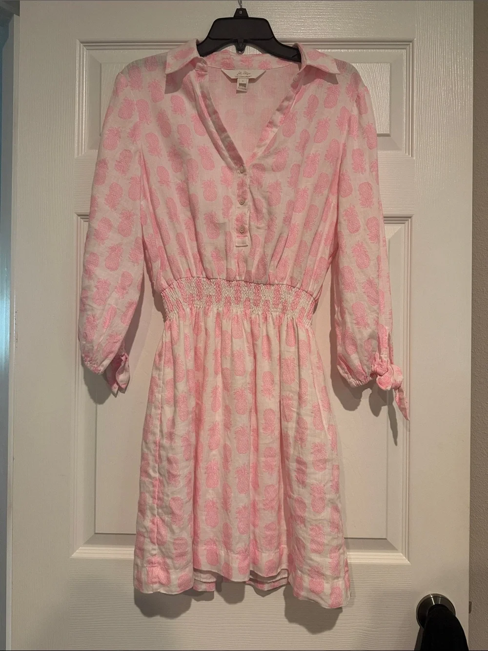 Light Pink Pineapple-Print Smocked Waist Dress Lily Pulitzer - Picture 1 of 3